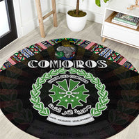 Comoros Roots Round Carpet African Map in Fingerprint and Tribal Colors