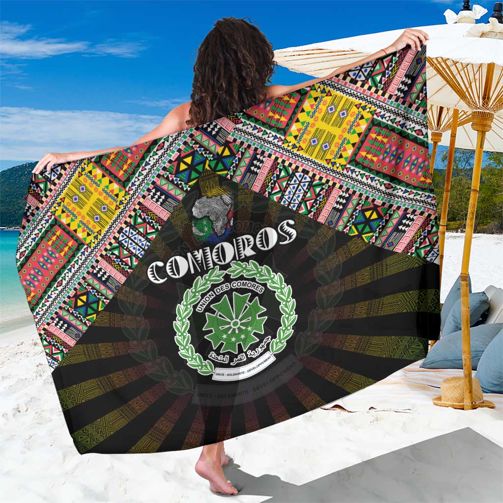 Comoros Roots Sarong African Map in Fingerprint and Tribal Colors