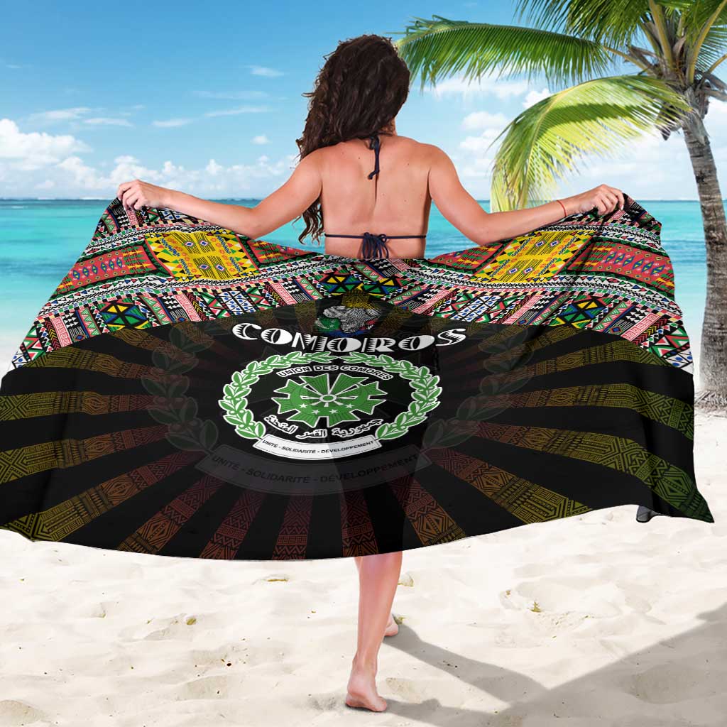 Comoros Roots Sarong African Map in Fingerprint and Tribal Colors