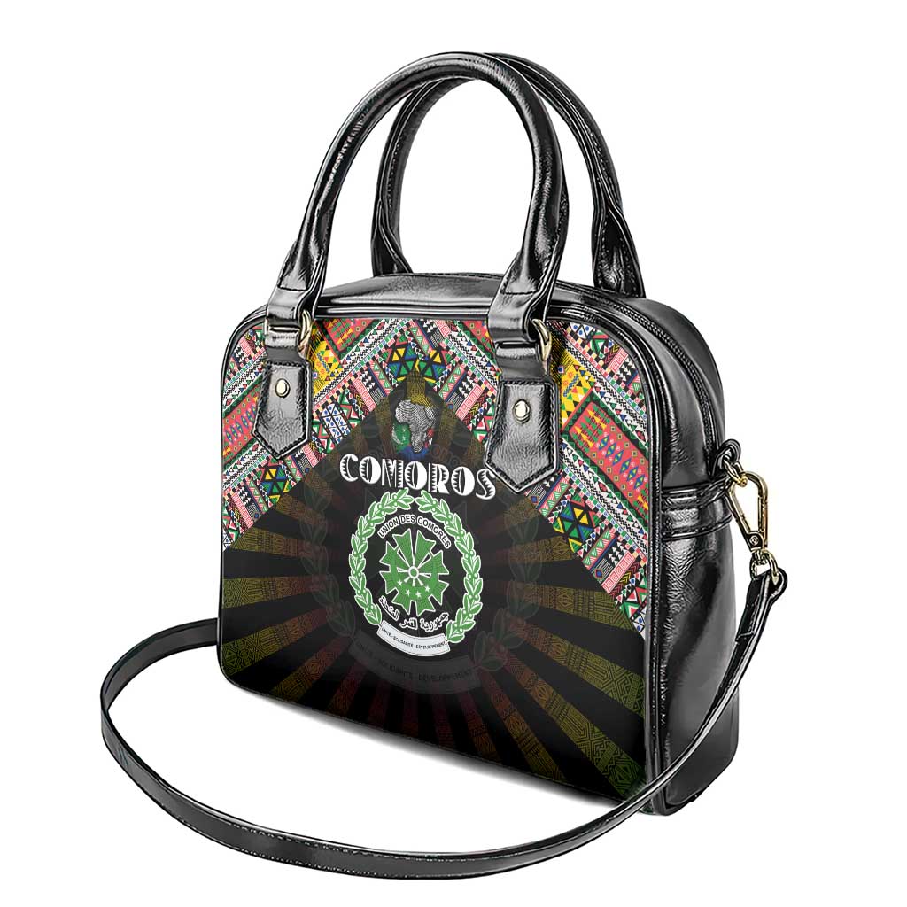 Comoros Roots Shoulder Handbag African Map in Fingerprint and Tribal Colors