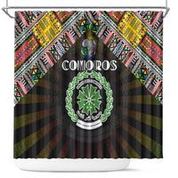 Comoros Roots Shower Curtain African Map in Fingerprint and Tribal Colors