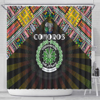 Comoros Roots Shower Curtain African Map in Fingerprint and Tribal Colors