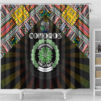 Comoros Roots Shower Curtain African Map in Fingerprint and Tribal Colors