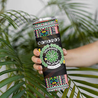 Comoros Roots Skinny Tumbler African Map in Fingerprint and Tribal Colors