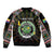 Personalized Comoros Roots Sleeve Zip Bomber Jacket African Map in Fingerprint and Tribal Colors