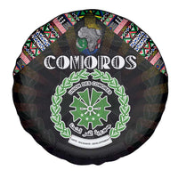 Comoros Roots Spare Tire Cover African Map in Fingerprint and Tribal Colors