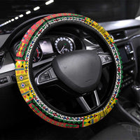 Comoros Roots Steering Wheel Cover African Map in Fingerprint and Tribal Colors