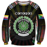 Personalized Comoros Roots Sweatshirt African Map in Fingerprint and Tribal Colors