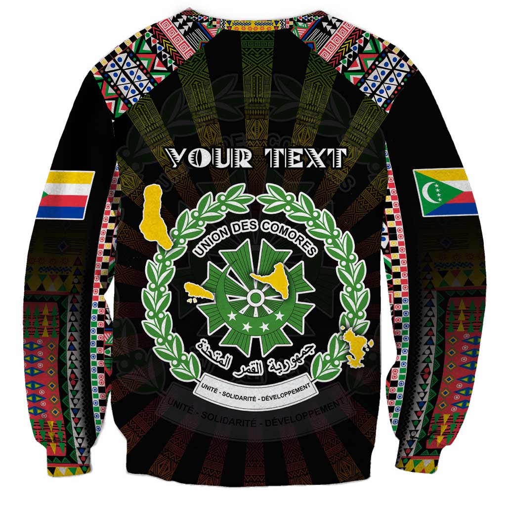 Personalized Comoros Roots Sweatshirt African Map in Fingerprint and Tribal Colors