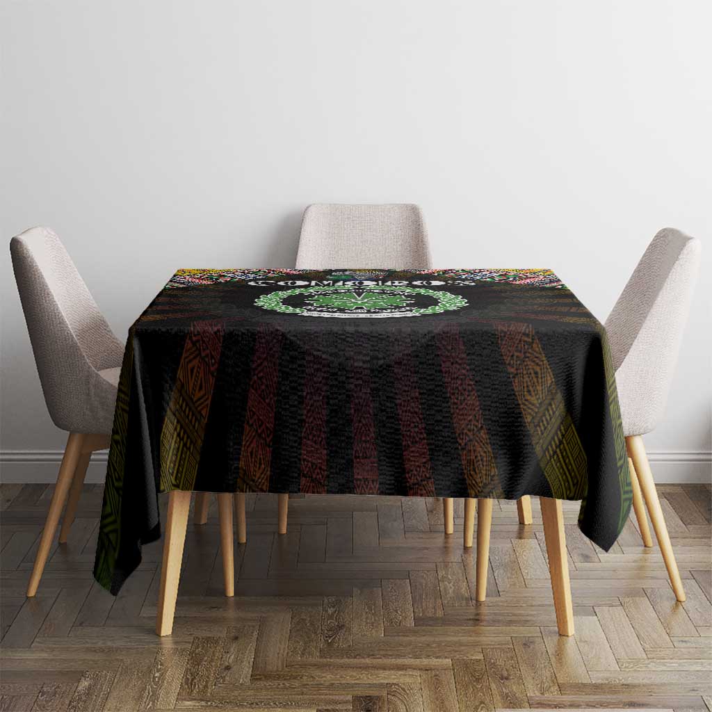 Comoros Roots Tablecloth African Map in Fingerprint and Tribal Colors