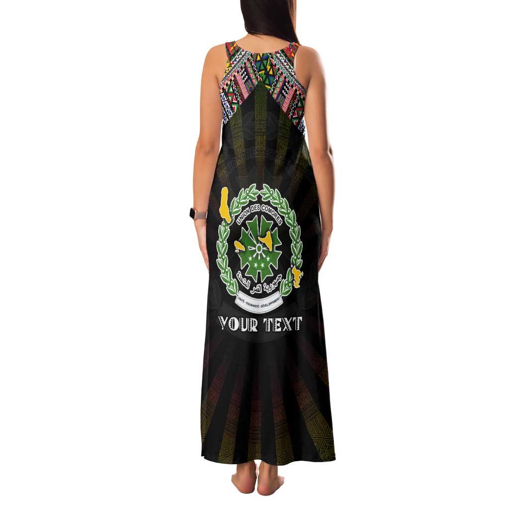 Personalized Comoros Roots Tank Maxi Dress African Map in Fingerprint and Tribal Colors