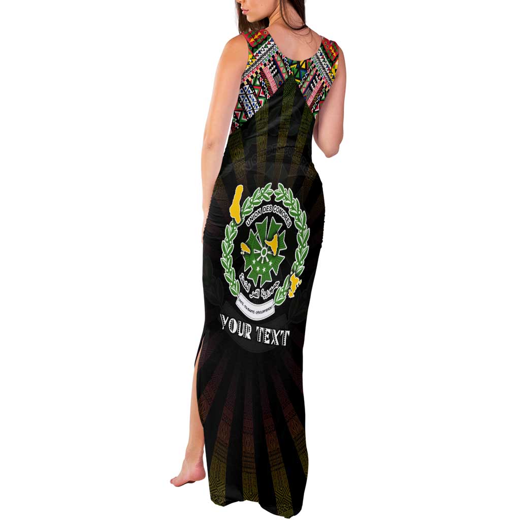 Personalized Comoros Roots Tank Maxi Dress African Map in Fingerprint and Tribal Colors