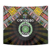 Comoros Roots Tapestry African Map in Fingerprint and Tribal Colors