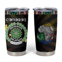 Comoros Roots Tumbler Cup African Map in Fingerprint and Tribal Colors