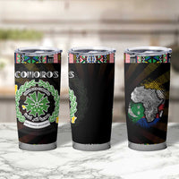 Comoros Roots Tumbler Cup African Map in Fingerprint and Tribal Colors