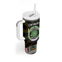 Comoros Roots Tumbler With Handle African Map in Fingerprint and Tribal Colors