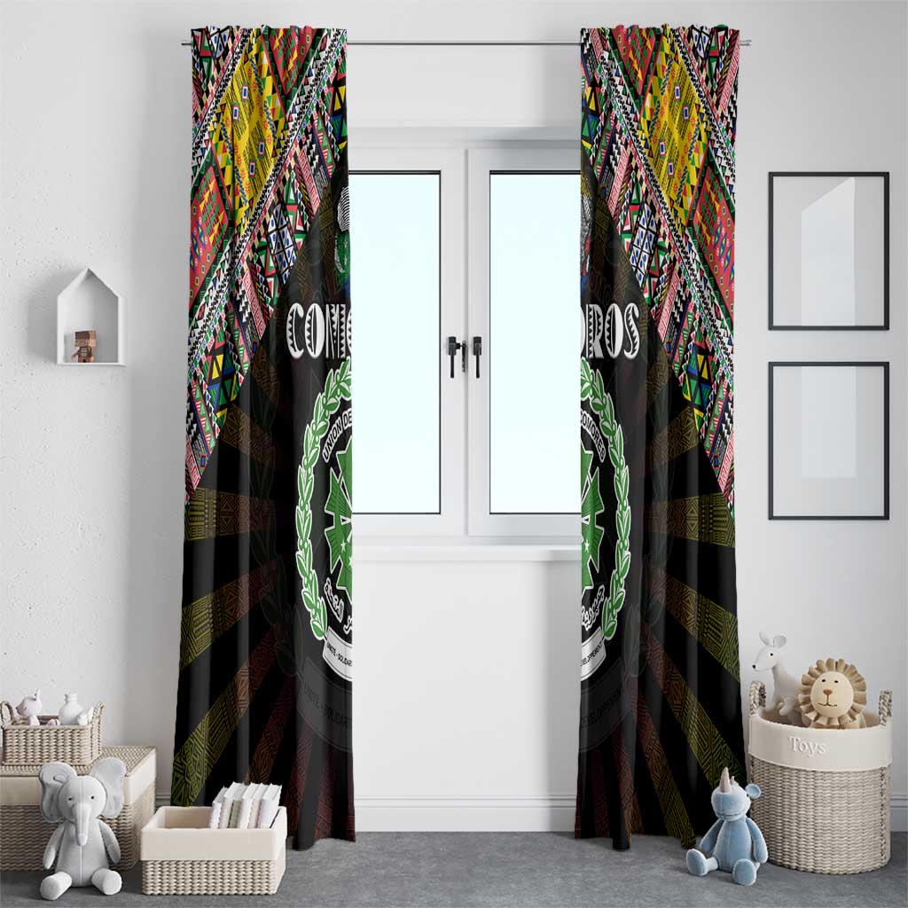 Comoros Roots Window Curtain African Map in Fingerprint and Tribal Colors