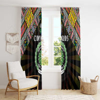 Comoros Roots Window Curtain African Map in Fingerprint and Tribal Colors