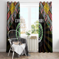 Comoros Roots Window Curtain African Map in Fingerprint and Tribal Colors