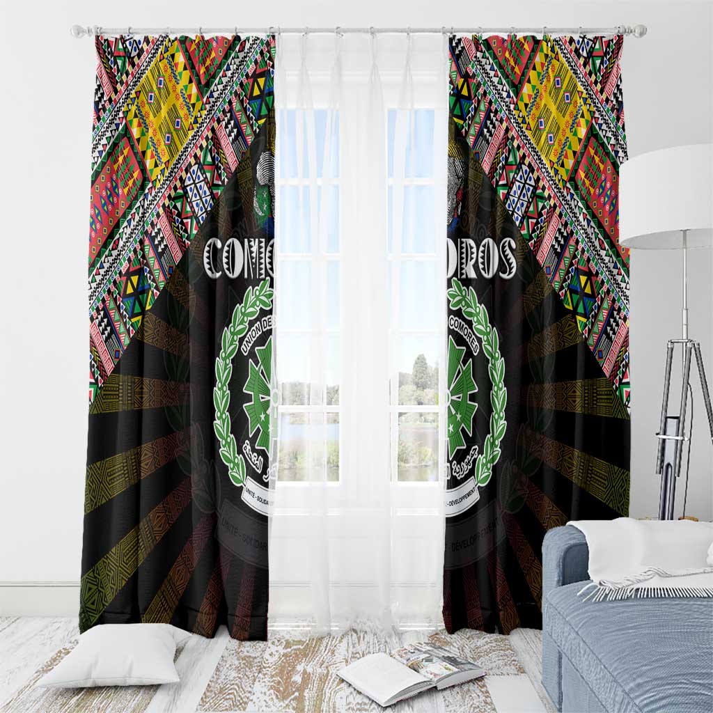 Comoros Roots Window Curtain African Map in Fingerprint and Tribal Colors