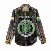 Personalized Comoros Roots Women Casual Shirt African Map in Fingerprint and Tribal Colors