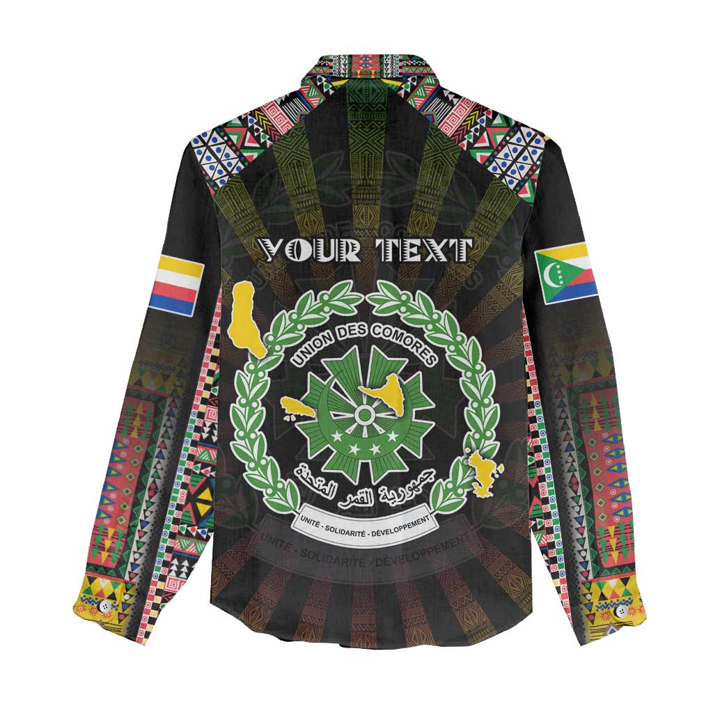 Personalized Comoros Roots Women Casual Shirt African Map in Fingerprint and Tribal Colors