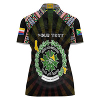 Personalized Comoros Roots Women Polo Shirt African Map in Fingerprint and Tribal Colors