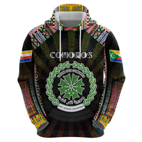 Personalized Comoros Roots Zip Hoodie African Map in Fingerprint and Tribal Colors