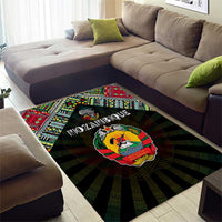 Mozambique Roots Area Rug African Map in Fingerprint and Tribal Colors