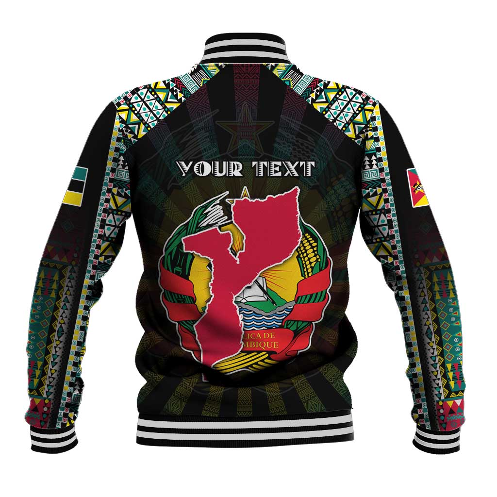Personalized Mozambique Roots Baseball Jacket African Map in Fingerprint and Tribal Colors