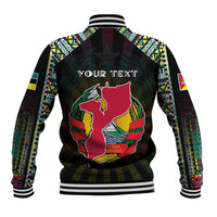 Personalized Mozambique Roots Baseball Jacket African Map in Fingerprint and Tribal Colors