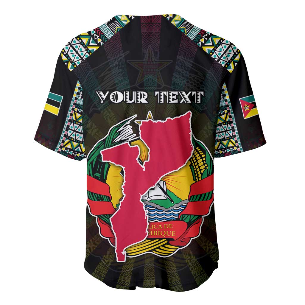 Personalized Mozambique Roots Baseball Jersey African Map in Fingerprint and Tribal Colors