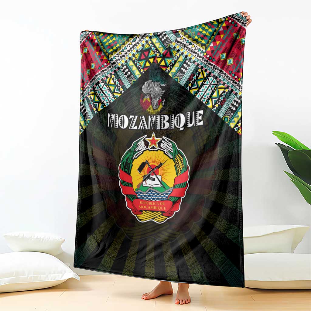 Mozambique Roots Blanket African Map in Fingerprint and Tribal Colors