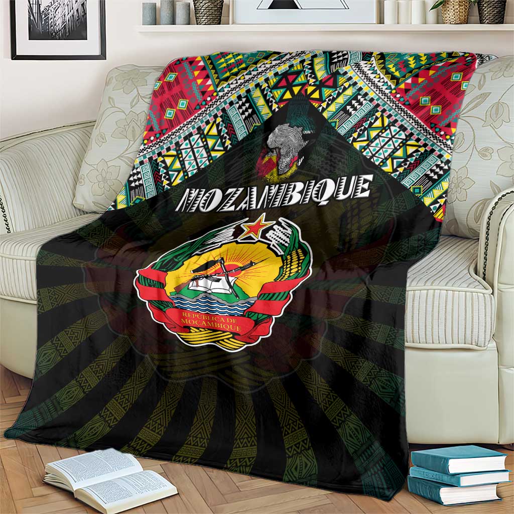 Mozambique Roots Blanket African Map in Fingerprint and Tribal Colors