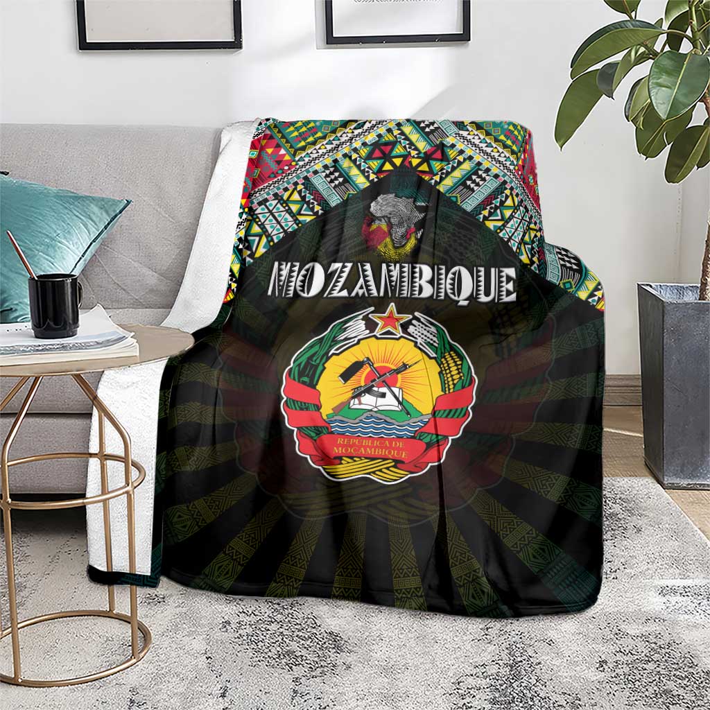 Mozambique Roots Blanket African Map in Fingerprint and Tribal Colors