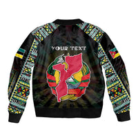 Personalized Mozambique Roots Bomber Jacket African Map in Fingerprint and Tribal Colors
