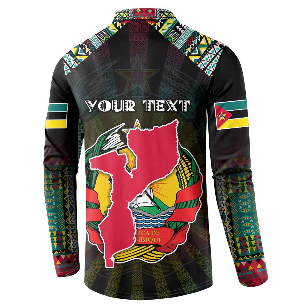 Personalized Mozambique Roots Button Sweatshirt African Map in Fingerprint and Tribal Colors