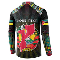 Personalized Mozambique Roots Button Sweatshirt African Map in Fingerprint and Tribal Colors