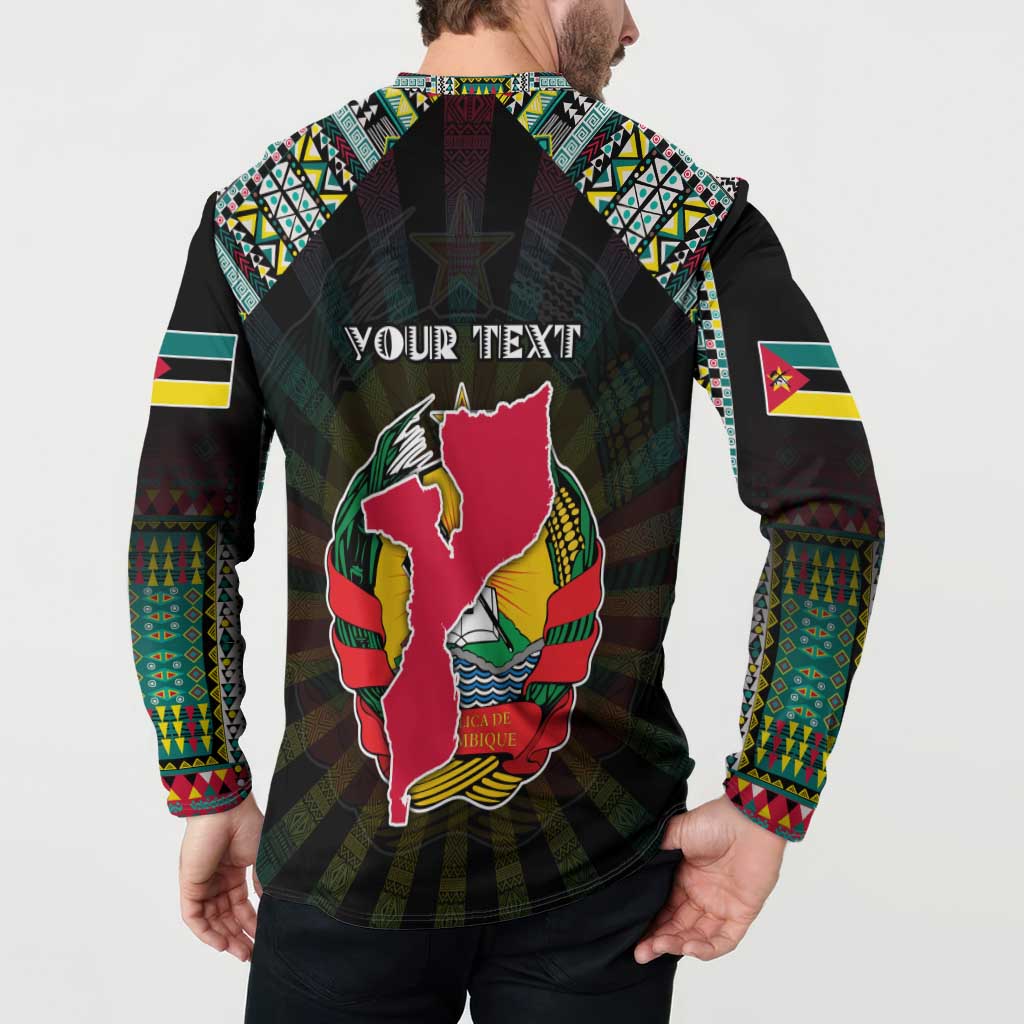 Personalized Mozambique Roots Button Sweatshirt African Map in Fingerprint and Tribal Colors