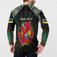 Personalized Mozambique Roots Button Sweatshirt African Map in Fingerprint and Tribal Colors