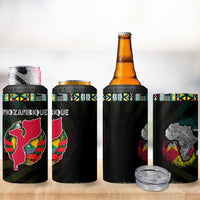 Mozambique Roots 4 in 1 Can Cooler Tumbler African Map in Fingerprint and Tribal Colors