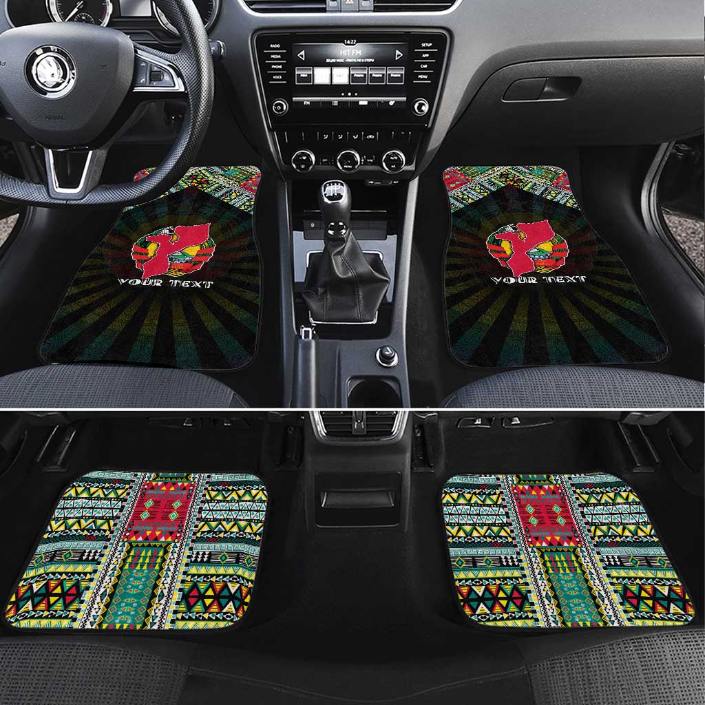 Mozambique Roots Car Mats African Map in Fingerprint and Tribal Colors