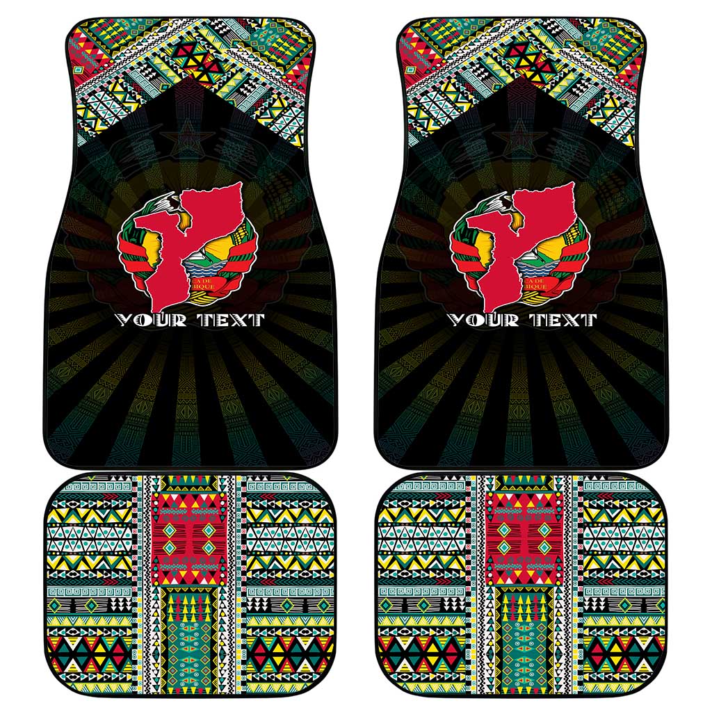 Mozambique Roots Car Mats African Map in Fingerprint and Tribal Colors