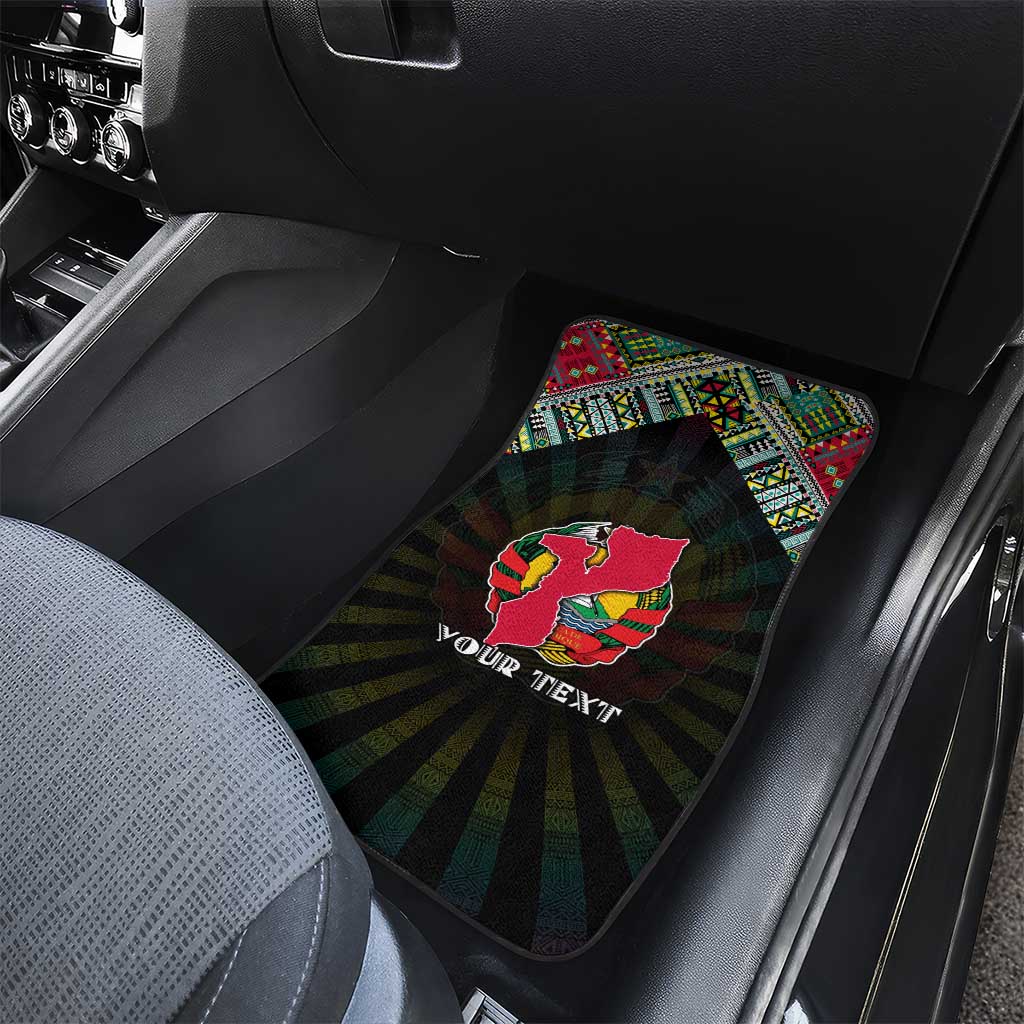 Mozambique Roots Car Mats African Map in Fingerprint and Tribal Colors
