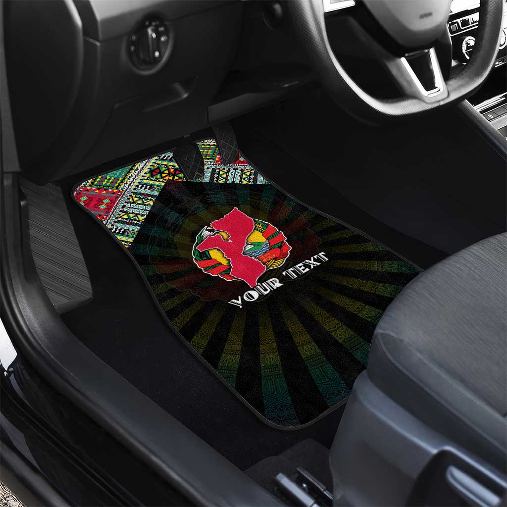 Mozambique Roots Car Mats African Map in Fingerprint and Tribal Colors
