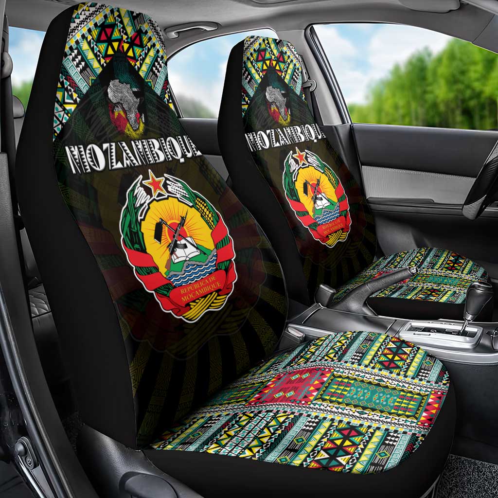 Mozambique Roots Car Seat Cover African Map in Fingerprint and Tribal Colors