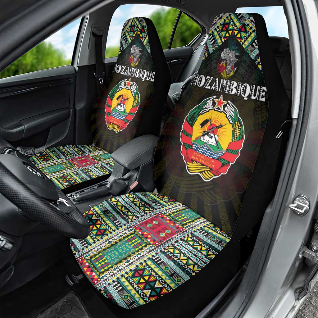 Mozambique Roots Car Seat Cover African Map in Fingerprint and Tribal Colors