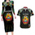 Personalized Mozambique Roots Couples Matching Long Sleeve Bodycon Dress and Hawaiian Shirt African Map in Fingerprint and Tribal Colors