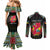 Personalized Mozambique Roots Couples Matching Mermaid Dress and Long Sleeve Button Shirt African Map in Fingerprint and Tribal Colors