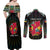 Personalized Mozambique Roots Couples Matching Off Shoulder Maxi Dress and Long Sleeve Button Shirt African Map in Fingerprint and Tribal Colors